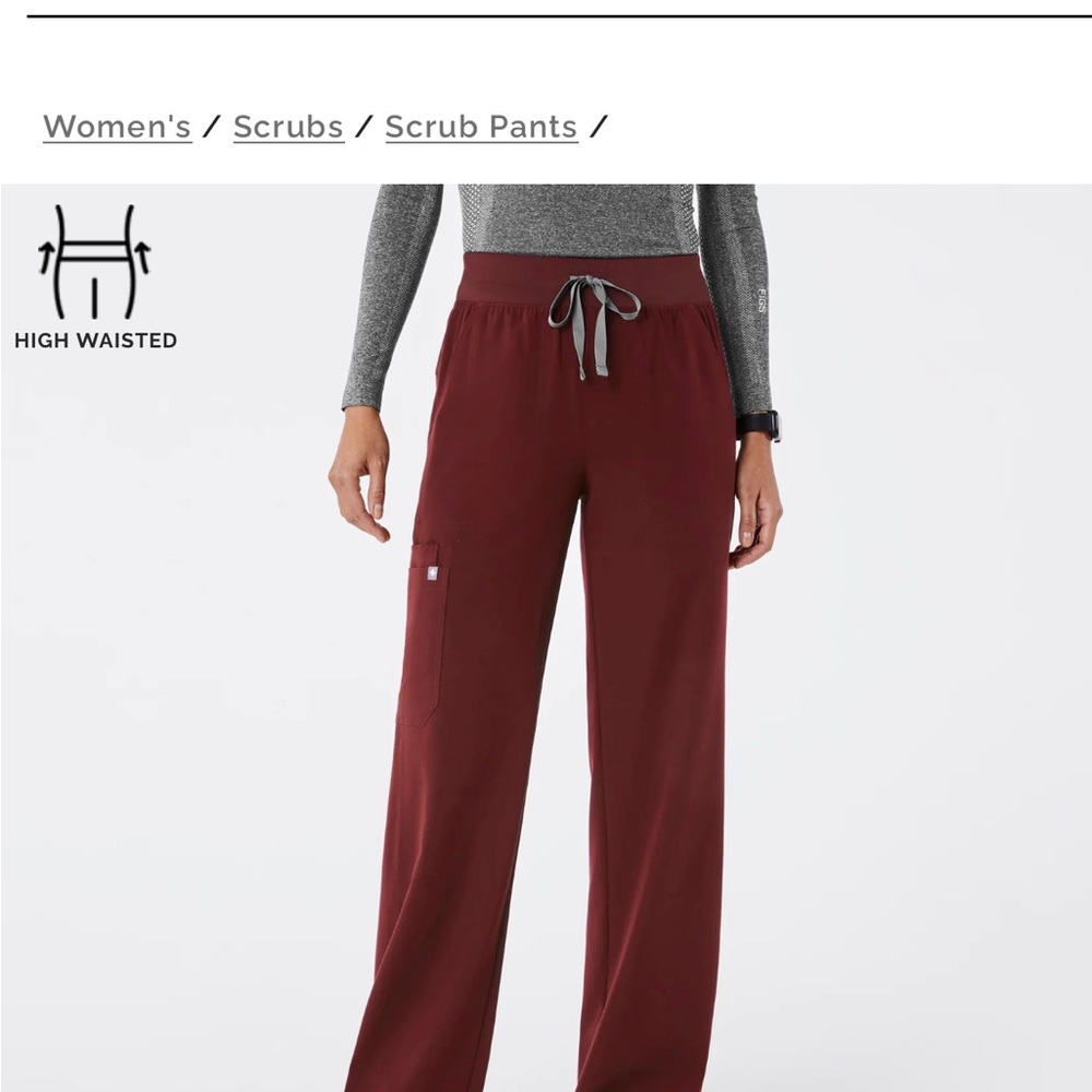 Figs Maroon Scrub Pants